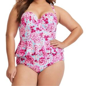 NWOT Torrid Swim Women's Underwire Floral Print Tankini Top Size 0 (Size 12)